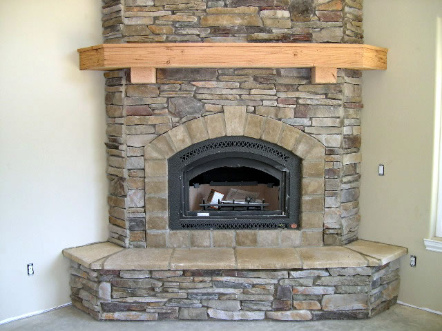 Stone Fireplaces with Mantels Wood