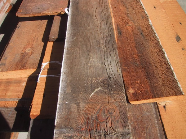 Recreated Barn Wood Douglas Fir - Center is Before Brushing, Left & Right is After Brushing