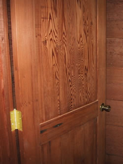 Redwood Reclaimed Wood Door with Flat Top and Vertical Grain Bottom