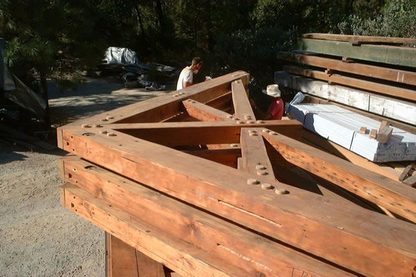 Reclaimed Wood Trusses on the Job Site