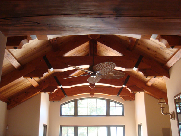 Interior Ornate Custom Trusses and Rafter Beams from Reclaimed Wood