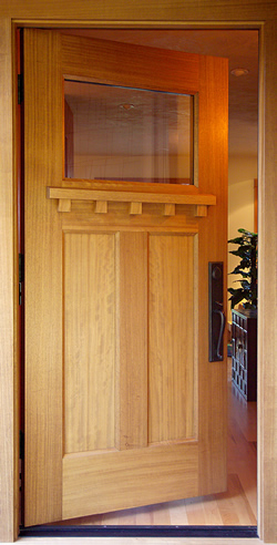 Redwood Reclaimed Wood Door with Flat Top and Vertical Grain Bottom