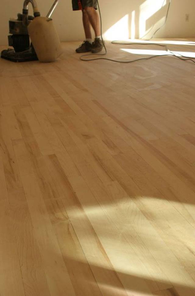 Sanding Maple Flooring from Reclaimed Wood