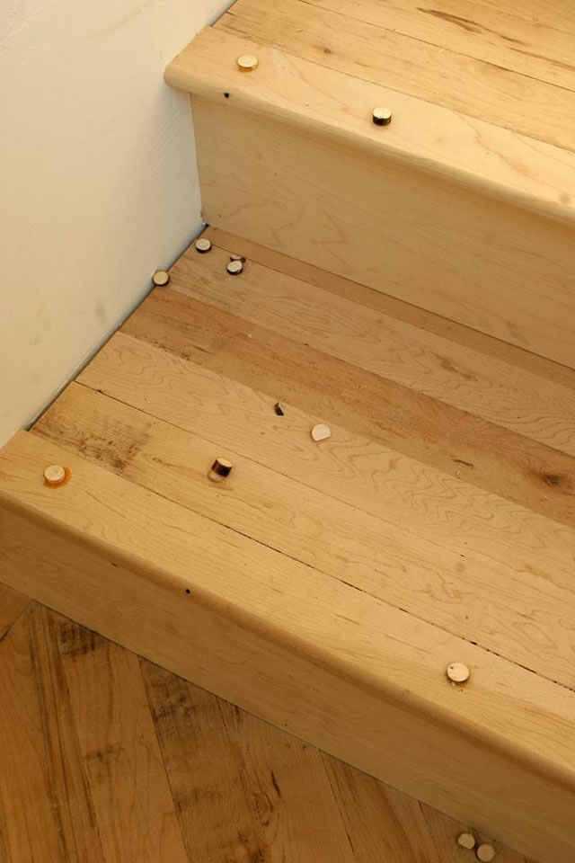 Stairs from Reclaimed Maple Flooring